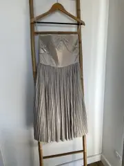 Nicola Finetti Champagne Pleated Dress Size 10 RRP $660