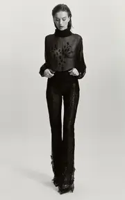 [Francesca Miranda] Dusk Sheer Embroidered Silk Blouse