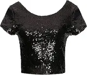[Generic] Ladies Athletic Wear Sequin Top Short Sleeved T Shirt Female Size 1