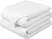 Soft Queen Size Blanket All Season Winter Warm Microplush Lightweight Thermal Fleece Blankets for Couch Bed Sofa,90x90 Inches,White