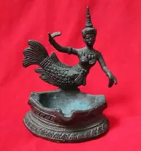 在飛比找Yahoo!奇摩拍賣優惠-老煙灰缸泰國工藝品銅雕藝術品銅器擺飾品美人魚女神【心生活美學