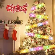 Christmas Ribbon String Lights for Christmas Tree, Battery Operated Decoration for Xmas Party Decorations