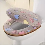 HAKGKFAFMQ Thick Coral Velvet Luxury Toilet Cushion Seat Cover Set Colorful Soft Warm Zipper Waterproof Wc Potty Case Bathroom Accessories Toilet seat Cover(Brown)