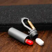 New Titanium Keychain Waterproof Storage Pill Case Bottle Opener Outdoor EDC Box