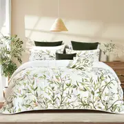 Bianca Corymbia White Floral Printed Quilted Polyester Coverlet Set (Single/Double, Queen/King, Super King) or Accessories