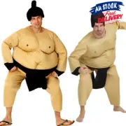 Unisex Halloween Costume Fancy Dress Hat Sumo Suits Chest Wrestler Adult Muscle