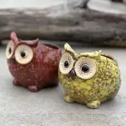 Cute Set Of 2 Small Owl SucculentCactus Planter Pots