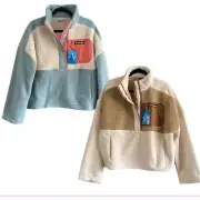 Columbia Womens Snap Front Sherpa Detail Cropped Fleece Pullover NEW