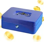 Cash Box with Lock, Compact Cash Safe Lock Box, Secure Locking Portable Metal Saving Organizer for Valuables Register Home Security Passport Business Document Storage