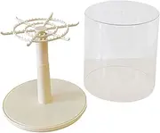 Vaveren 360 Rotating Figure Display Case Showcase Organizer Hanging Doll Display Stand for Mini Toy Charms Anime Characters Keychain , Beige