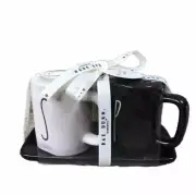 BEST DEAL RAE DUNN Black "SALT" & "PEPPER" Mini Mug Salt & Pepper Shakers Tray