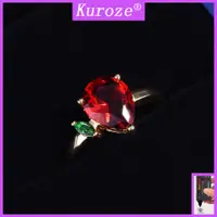 在飛比找蝦皮購物優惠-Kuroze 新款鴿血紅寶石水滴形戒指18k黃金色碧璽彩寶開