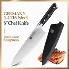 Full Tang Chef Knife Stainless Steel Wood Handle Santoku Gyuto Beef Cut Slicing