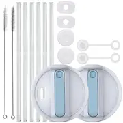 40Oz Cup Accessories Set for ,Extra Long Reusable Straws, H2.0 Silicone Spill Proof Stopper, Lid (C)