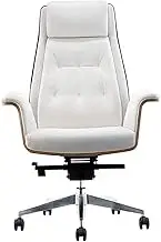 KJLY Office Chair Managerial Executive Chairs Boss Chair Ergonomics Backrest Chair Computer Chair Swivel Chair with Fixed Armrest, White