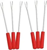 BEBEMOKO 6-Piece Stainless Steel BBQ Skewers Forks Set Multi-use Barbecue Accessories for Outdoor Cooking Cheese Fondue Forks Easy to Clean and Reusable