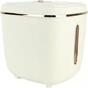 Large Capacity Rice Storage Container, Rice Canister with Measuring Cylinder, Press Type Canister for Home Kitchen, Transparent Window, Sealed Design (White)