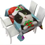 Cute Christmas Design Tuxedo Cat in Chimney Tablecloth