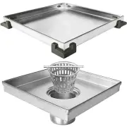 Neodrain 6-Inch Square Shower Drain with Removable Tile Insert Grate,Brushed ...