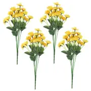 4Pcs 22 Heads Artificial Silk Sunflowers with Stems, Light Orange