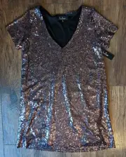 LuLu's Light Up the Night Pink All Over Sequin Shift Dress 100% Poly Size S NWT