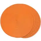 Round Braided Placemats Set of 6 Table Mats for Dining Tables Woven Washable ...