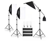 Studio Photography Light Kit Softbox Lighting Set with 45W LED Light Bulb * 3/ 50x70cm Softbox * 3/ 2M Light Stand * 3/ Boom Arm * 1 for Studio Portrait Pr