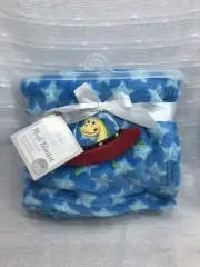 Le Bebe Favorite Blue Dinosaur UFO Stars Flying Saucer Spaceship Blanket Lovey