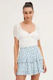 Print Elastic Waist Mini Skater Skirt - Size 10, Women's Skater Skirt