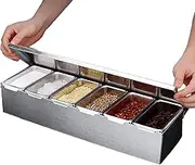 Condiment Containers | Seasoning Storage Container,6-Grid Airtight Dispenser With Lid Reusable Multi Purpose Easy Access For Kitchen Cafe