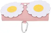 [WATIIFUFU] Cartoon Eyeglass Case Practical Leather Glasses Pouch Lightweight Storage Sleeve for Sunglasses Durable and Portable Design Floral Pattern for Everyday Use