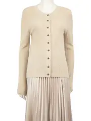 Beige Wool Motorcycle Button Knitted Cardigan