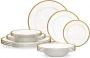 Rochelle 16 Piece Dinnerware Set Color: Gold