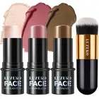 3Pcs Contour Stick Makeup Kit, Shades with Highlighter, Blush and Bronzer Tri...