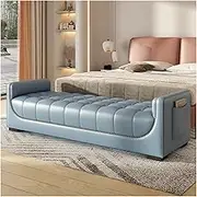 Bench for Living Room & Bedroom Leather Bedroom Ottoman Bench,Upholstered End of Bed Bench Modern Entryway Shoe Bench with Armrests and Storage Pockets,Living Room Bench Dinning Room Bench End of Bed