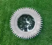 15" Round Selenite Crystal Healing Mirror Frame Wall Hanging Mirror Hallway Deco