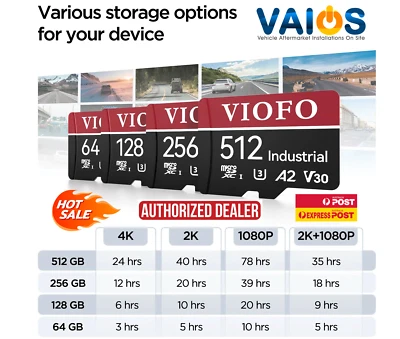 GENUINE INDUSTRIAL VIOFO Micro SD Card Dash/Action/Cameras - 64,128,256,512 GB