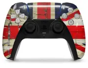 Skin Sony PS5 Controller Painted Faded and Cracked Union Jack British Flag