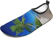 [BTCOWZRV] Water Shoes for Women Men Blue Sea Sky Coconut Tree Water Sports Shoes Slip-on Breathable Lightweight Athletic Aqua Sock