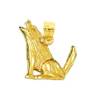 14K Gold Howling Fox Pendant