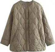 [Zadaos] Oversized Quilted Jackets Long Sleeves Coat Women Padded Fall Winter Coats Women's Winter Jacket