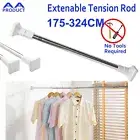 Extendable Curtain Tension Rod Telescopic Shower Pole Rail Wardrobe 175-324cm