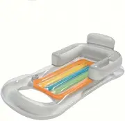 Inflatable Pool Float Swimming Lounger with Headrest Waterbed with Backrest Beach Cushion (No Pump) LWX