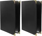 ULTECHNOVO 2pcs Menu Covers, 4 Pages 8 View PVC Transparent, Double-Sided Design Binder Faux Leather A4 Menu Book for Restaurant Coffee Bar