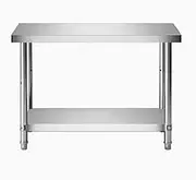 GUAWJRZDP Stainless Steel Prep Table, Food Prep Worktable, Stainless Steel Work Table Commercial, Heavy Duty Prep Worktable with Adjustable Shelf, for Home Kitchen Restaurant(L90xW40cm/35.4x15.7in)