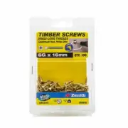 Zenith 6G x 16mm Brass Plated Hinge-Long Thread Countersunk Head Timber Screws -
