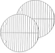 [P&P CHEF] 10½ Inch Round Baking Cooling Cooking Rack, 2 Pack Stainless Steel Steaming Grilling Racks, Fits Air Fryer/Stockpot/Instant Pot/Pressure Cooker/Round Cake Pan, Oven & Dishwasher Safe