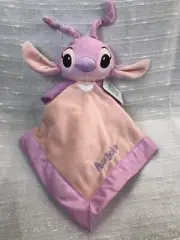Disney Baby Lilo Stitch Pink ANGEL Security Blanket Lovey Nunu Embroidered Plush