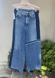 Wrangler Patchwork Denim Blue Jeans Avant-garde Sz S Japan NWT