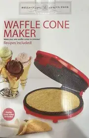 BELLA CUCINA ARTFUL FOOD Waffle Cone Maker Cone Roller 760W Recipes BRAND NEW